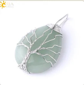 Tree of Life Wire Wrap Water Drop Necklace & Pendant