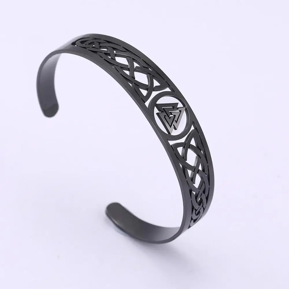Skyrim Stainless Steel Bracelets Valknut Nordic Triskelion Vintage Gothic Irish Knot Amulet Cuff Bangle for Men Women