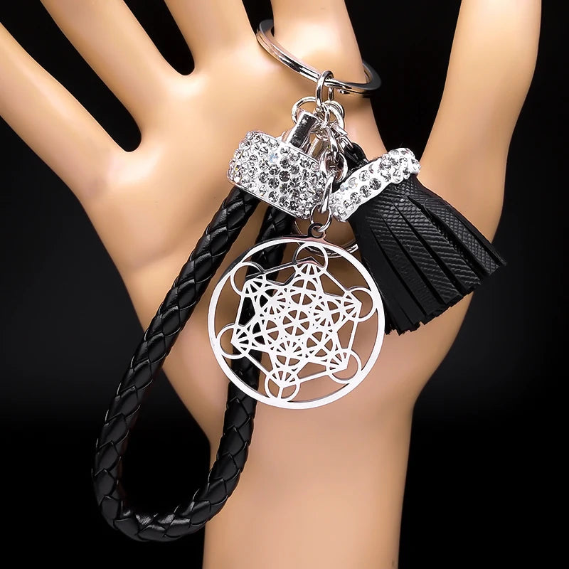 Stainless Steel Keyring Holder Sacred Geometry
