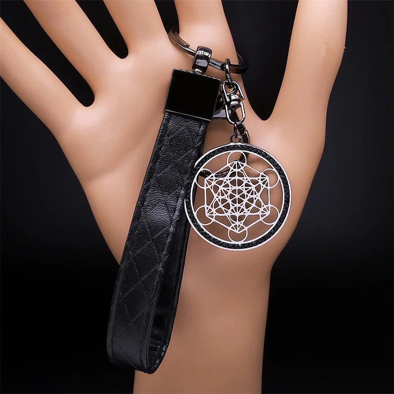 Stainless Steel Keyring Holder Sacred Geometry