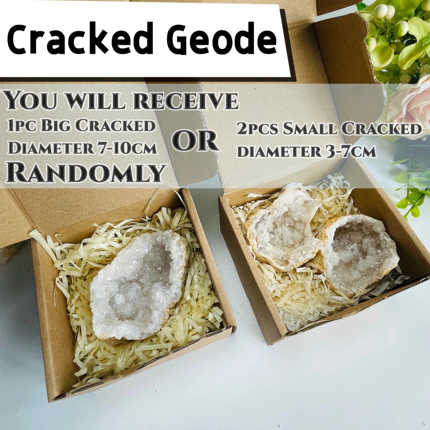 1PC/450g Morocco Geode Quartz Pack, Discover Earth's Artistic Mesmerizing Sparkling Crystal Inside, Geological Teaching