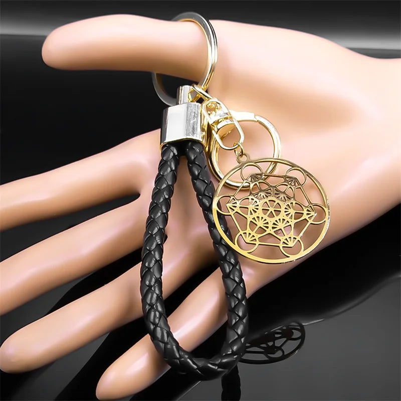 Stainless Steel Keyring Holder Sacred Geometry