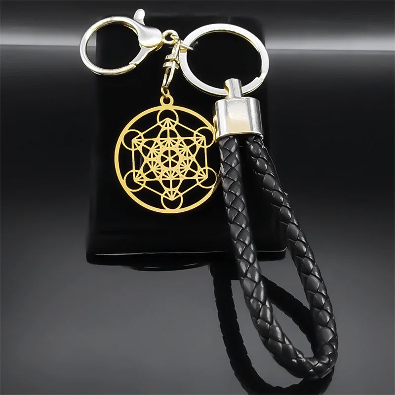 Stainless Steel Keyring Holder Sacred Geometry