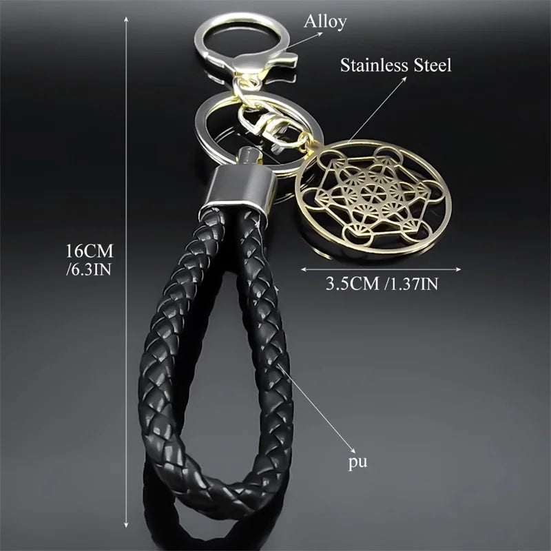 Stainless Steel Keyring Holder Sacred Geometry