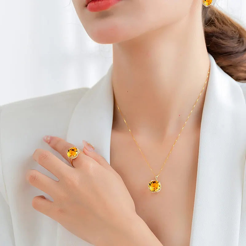 Natural Citrine Earrings for Wealth Style B