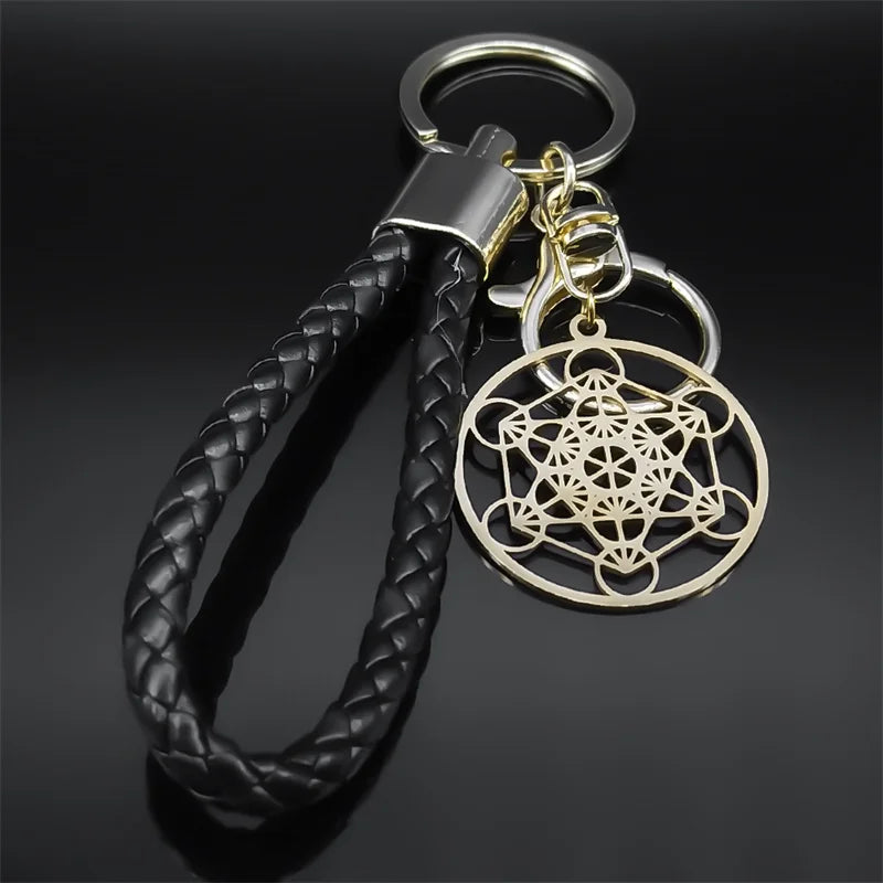 Stainless Steel Keyring Holder Sacred Geometry