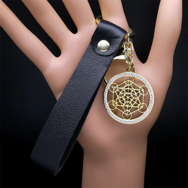 Stainless Steel Keyring Holder Sacred Geometry