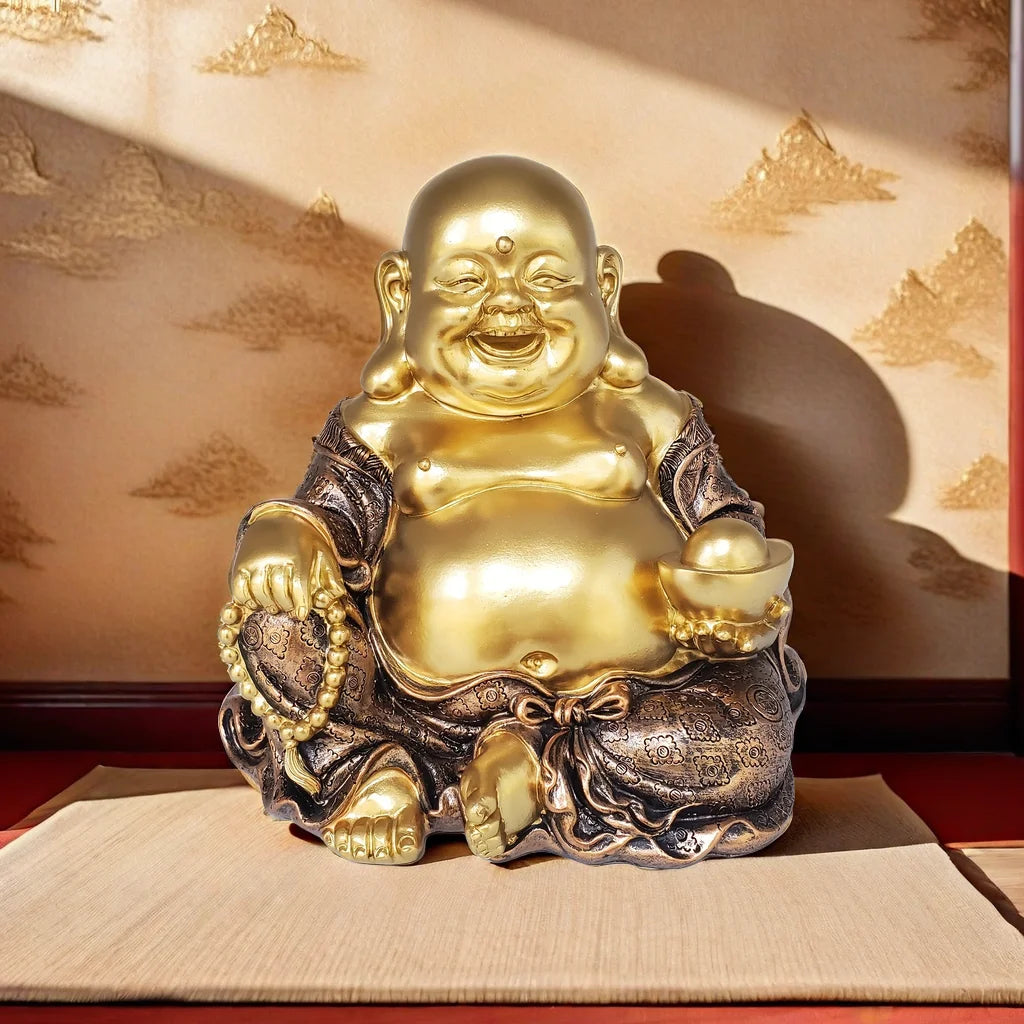 Living room room porch decoration Lucky and happy smiling Buddha statue, Zen garden, new home decoration, resin crafts Buddha