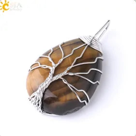 Tree of Life Wire Wrap Water Drop Necklace & Pendant
