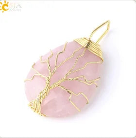 Tree of Life Wire Wrap Water Drop Necklace & Pendant