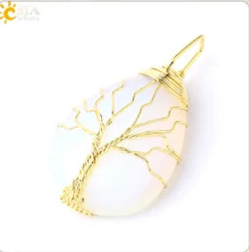 Tree of Life Wire Wrap Water Drop Necklace & Pendant