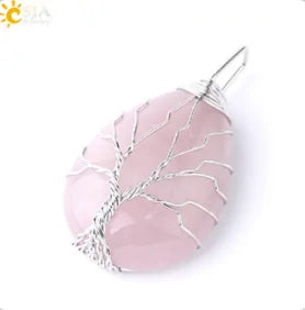 Tree of Life Wire Wrap Water Drop Necklace & Pendant