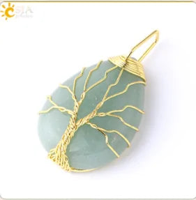 Tree of Life Wire Wrap Water Drop Necklace & Pendant