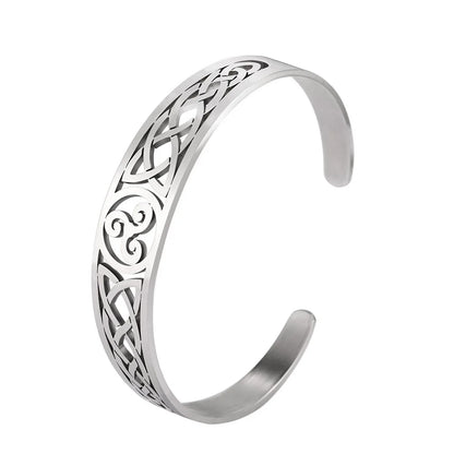 Skyrim Stainless Steel Bracelets Valknut Nordic Triskelion Vintage Gothic Irish Knot Amulet Cuff Bangle for Men Women