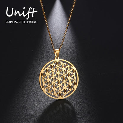 Flower of Life Sacred Geometry Necklace Stainless Steel