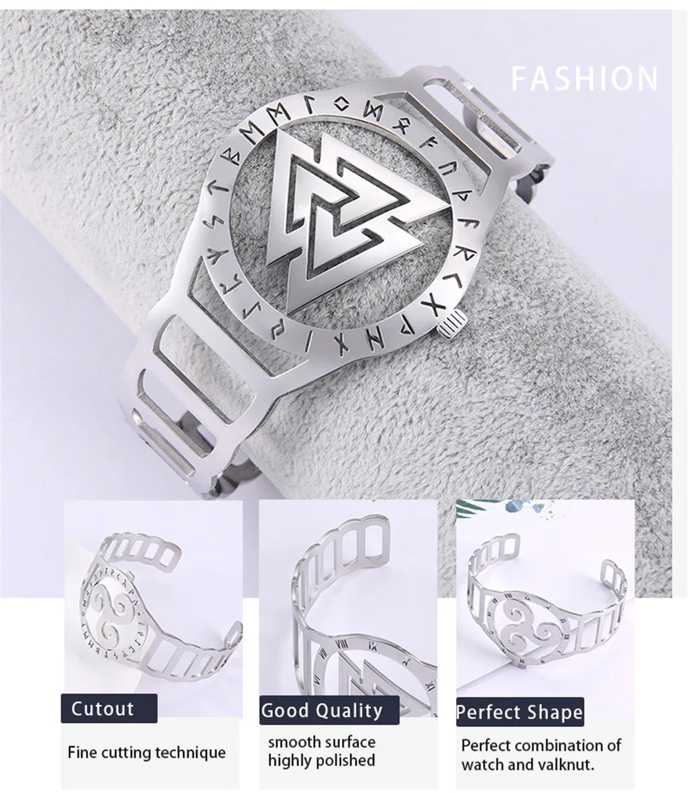 Skyrim Stainless Steel Bracelets Valknut Nordic Triskelion Vintage Gothic Irish Knot Amulet Cuff Bangle for Men Women