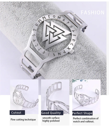 Skyrim Stainless Steel Bracelets Valknut Nordic Triskelion Vintage Gothic Irish Knot Amulet Cuff Bangle for Men Women