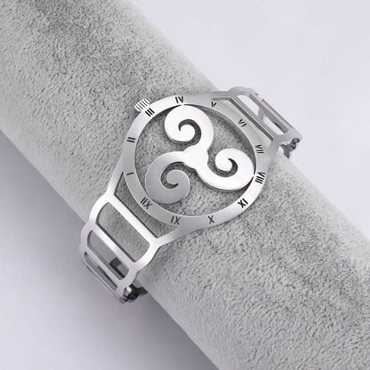 Skyrim Stainless Steel Bracelets Valknut Nordic Triskelion Vintage Gothic Irish Knot Amulet Cuff Bangle for Men Women