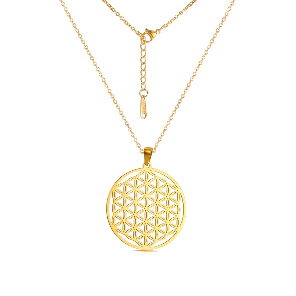 Flower of Life Sacred Geometry Necklace Stainless Steel