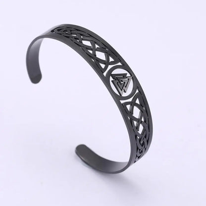 Skyrim Stainless Steel Bracelets Valknut Nordic Triskelion Vintage Gothic Irish Knot Amulet Cuff Bangle for Men Women