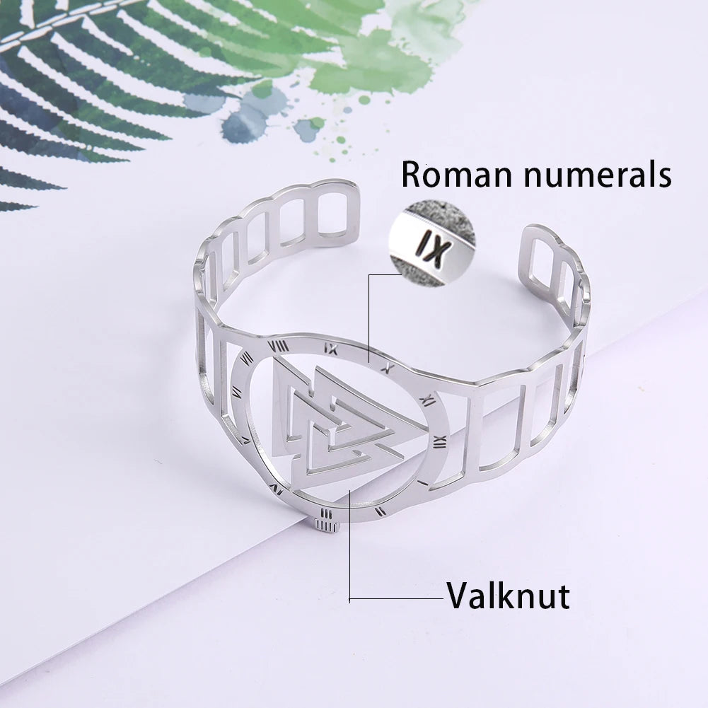 Skyrim Stainless Steel Bracelets Valknut Nordic Triskelion Vintage Gothic Irish Knot Amulet Cuff Bangle for Men Women