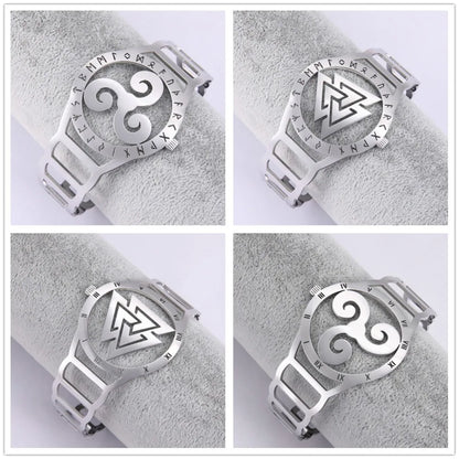 Skyrim Stainless Steel Bracelets Valknut Nordic Triskelion Vintage Gothic Irish Knot Amulet Cuff Bangle for Men Women