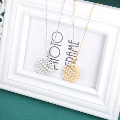 Flower of Life Sacred Geometry Necklace Stainless Steel