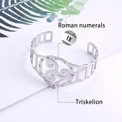 Skyrim Stainless Steel Bracelets Valknut Nordic Triskelion Vintage Gothic Irish Knot Amulet Cuff Bangle for Men Women