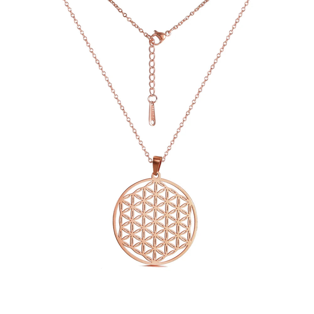 Flower of Life Sacred Geometry Necklace Stainless Steel