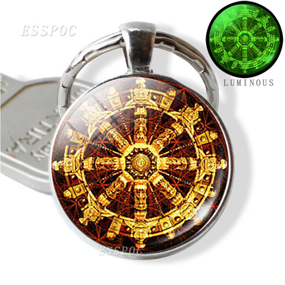 Luminous Key Rings Sri Yantra Mandala Pendant Keychain