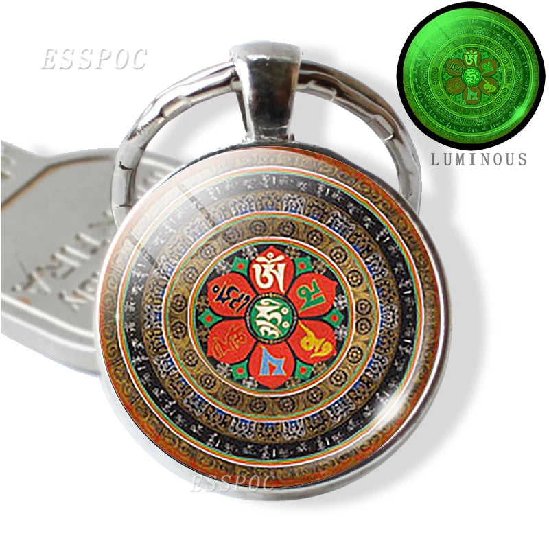 Luminous Key Rings Sri Yantra Mandala Pendant Keychain