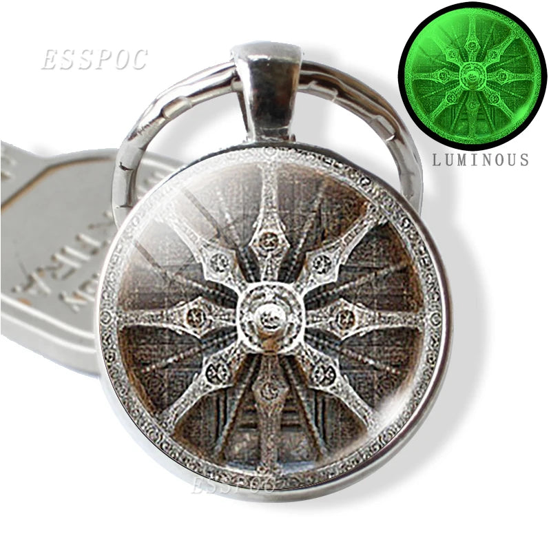 Luminous Key Rings Sri Yantra Mandala Pendant Keychain