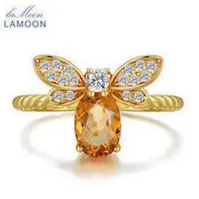 LAMOON Bee Bracelet For Woman Citrine Gemstones Bracelets 925 Sterling Silve 14K Gold Plated Designer Jewelry For Lover LMHI002