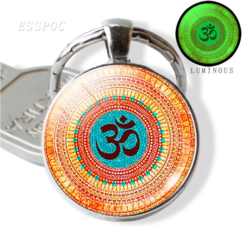 Luminous Key Rings Sri Yantra Mandala Pendant Keychain