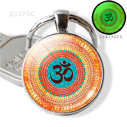 Luminous Key Rings Sri Yantra Mandala Pendant Keychain