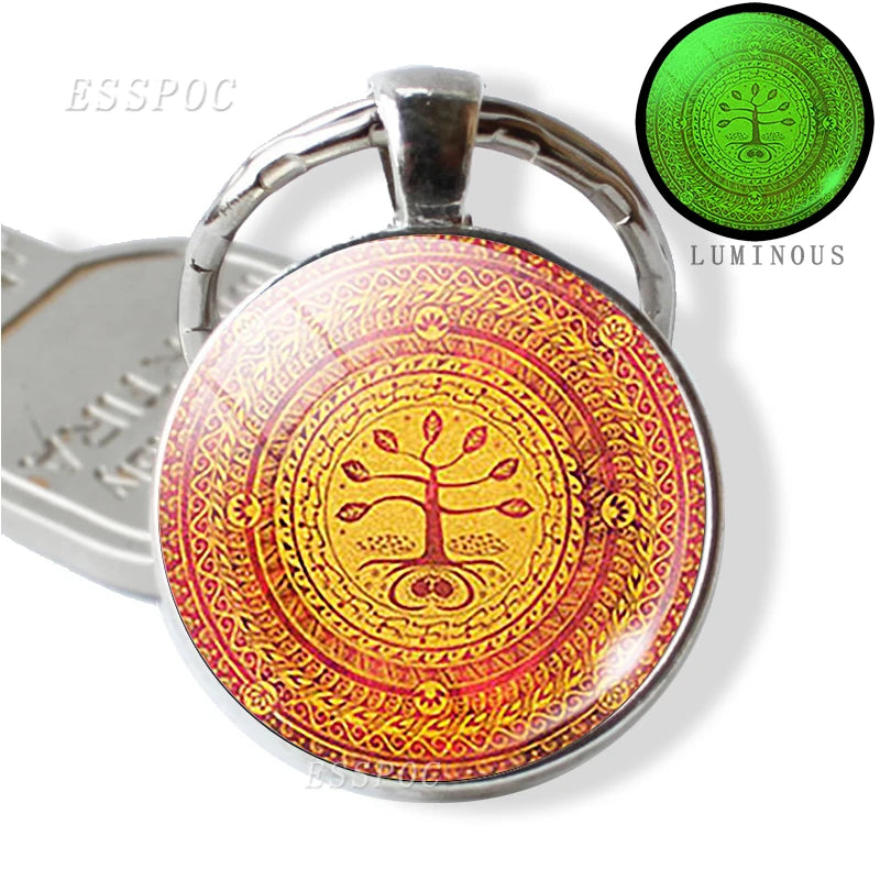 Luminous Key Rings Sri Yantra Mandala Pendant Keychain