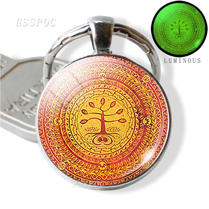 Luminous Key Rings Sri Yantra Mandala Pendant Keychain