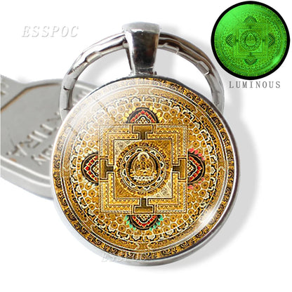 Luminous Key Rings Sri Yantra Mandala Pendant Keychain