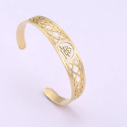 Skyrim Stainless Steel Bracelets Valknut Nordic Triskelion Vintage Gothic Irish Knot Amulet Cuff Bangle for Men Women