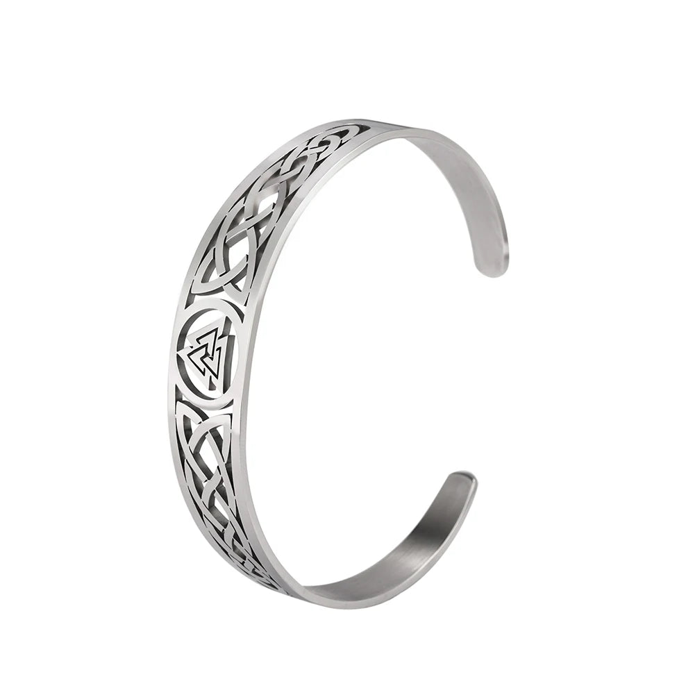 Skyrim Stainless Steel Bracelets Valknut Nordic Triskelion Vintage Gothic Irish Knot Amulet Cuff Bangle for Men Women
