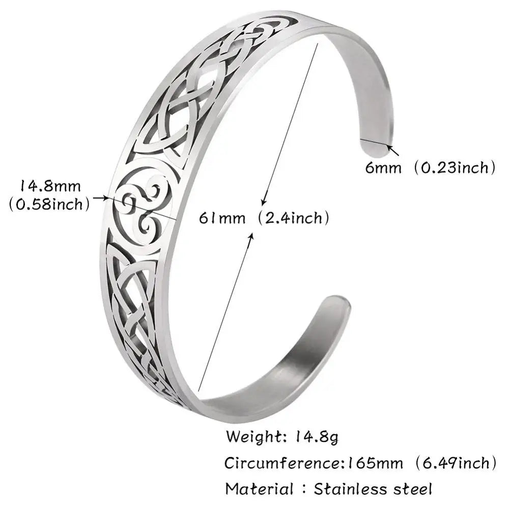 Skyrim Stainless Steel Bracelets Valknut Nordic Triskelion Vintage Gothic Irish Knot Amulet Cuff Bangle for Men Women