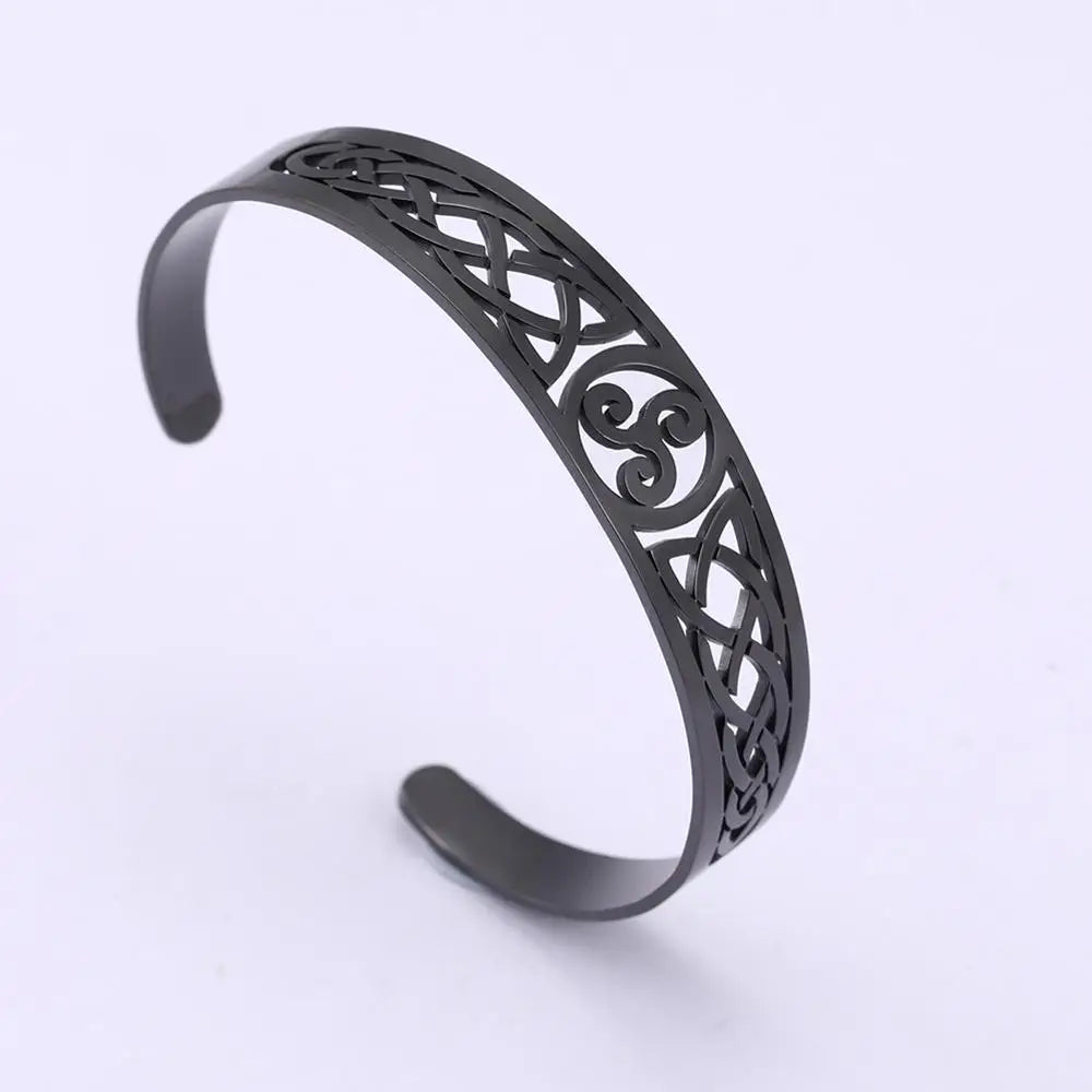 Skyrim Stainless Steel Bracelets Valknut Nordic Triskelion Vintage Gothic Irish Knot Amulet Cuff Bangle for Men Women