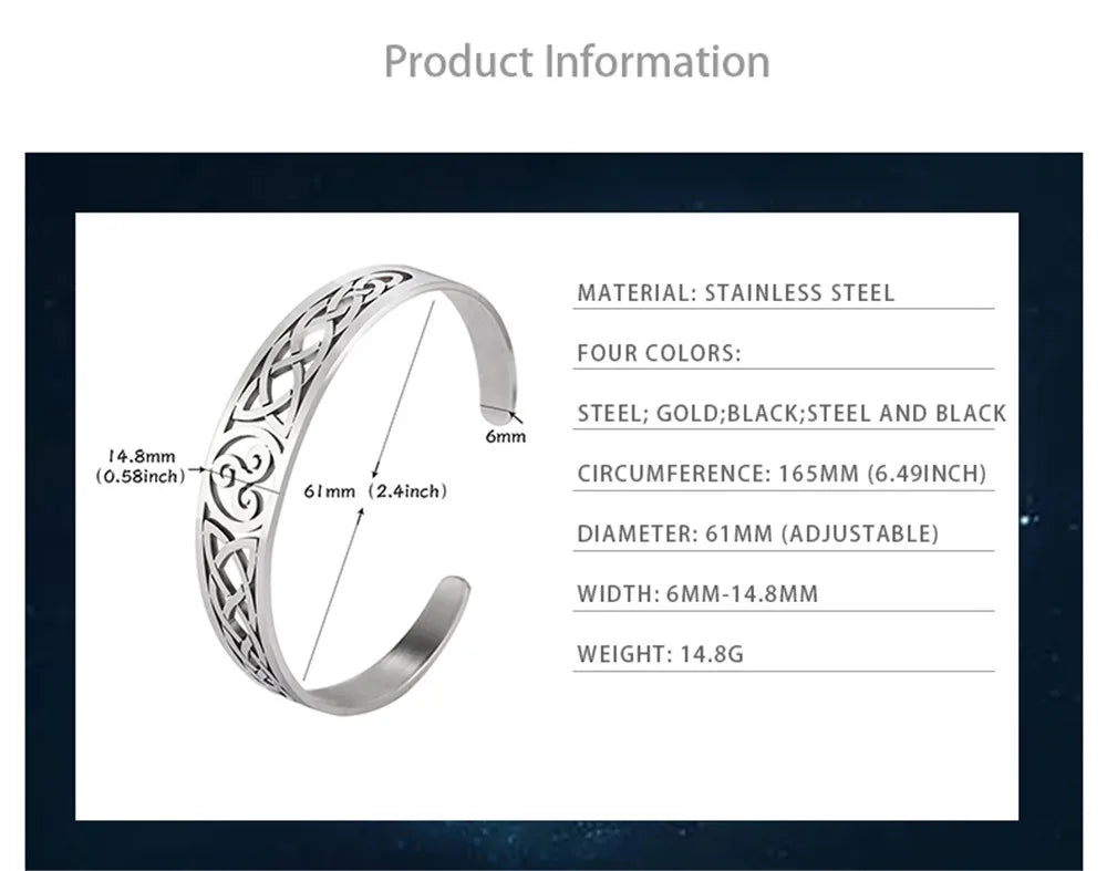 Skyrim Stainless Steel Bracelets Valknut Nordic Triskelion Vintage Gothic Irish Knot Amulet Cuff Bangle for Men Women
