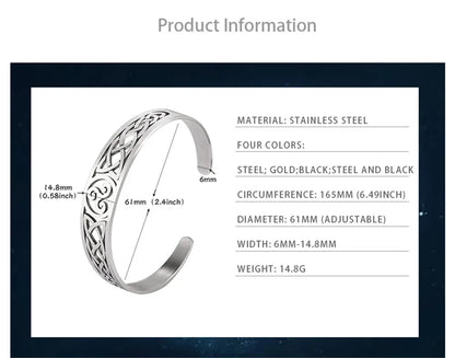 Skyrim Stainless Steel Bracelets Valknut Nordic Triskelion Vintage Gothic Irish Knot Amulet Cuff Bangle for Men Women