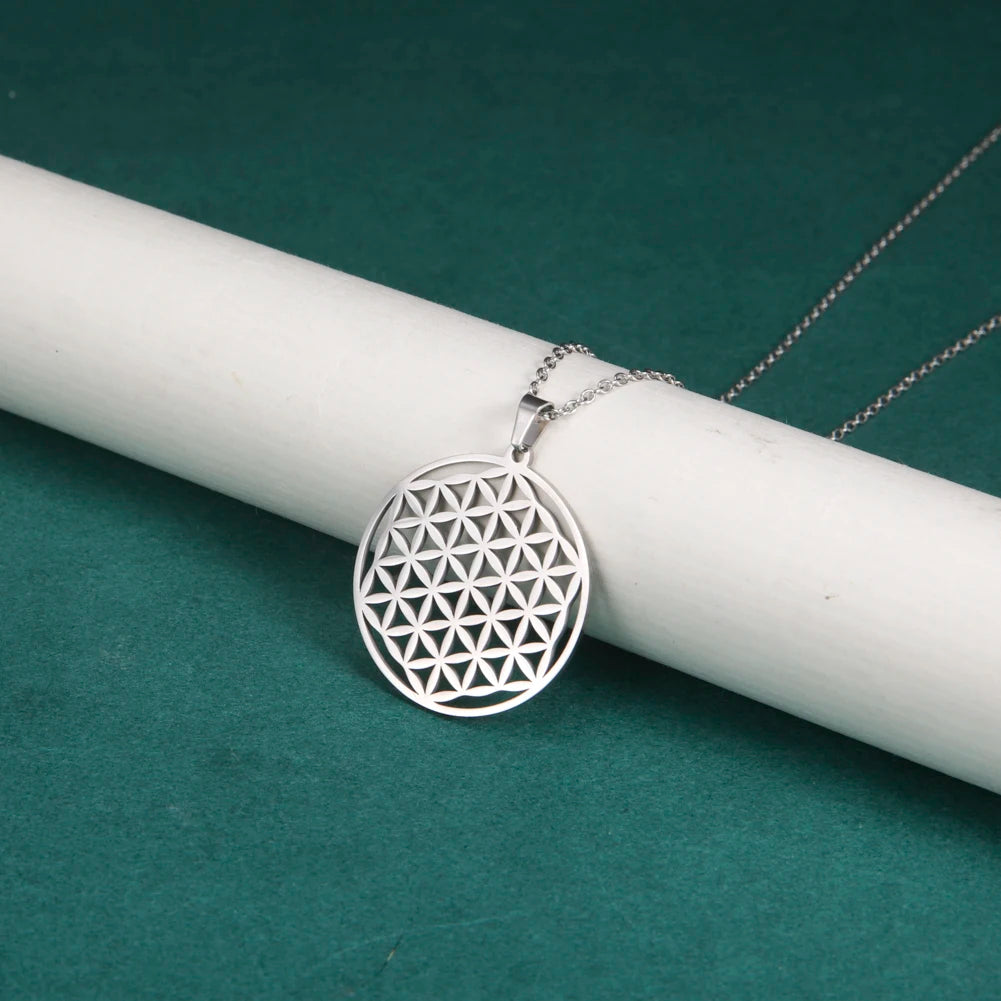 Flower of Life Sacred Geometry Necklace Stainless Steel