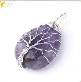 Tree of Life Wire Wrap Water Drop Necklace & Pendant