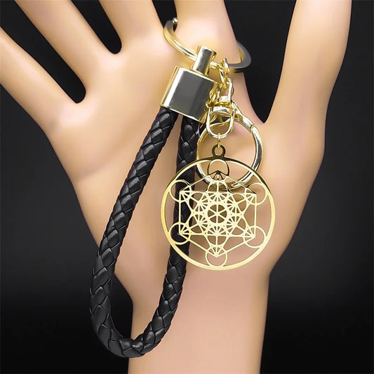 Stainless Steel Keyring Holder Sacred Geometry