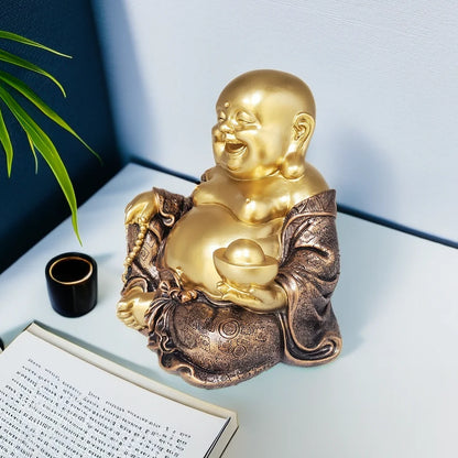 Living room room porch decoration Lucky and happy smiling Buddha statue, Zen garden, new home decoration, resin crafts Buddha