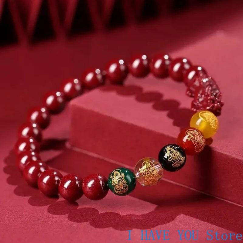 Red Cinnabar Pixiu Bracelet Amulet