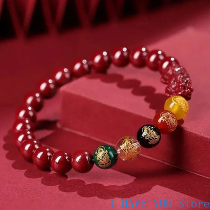 Red Cinnabar Pixiu Bracelet Amulet